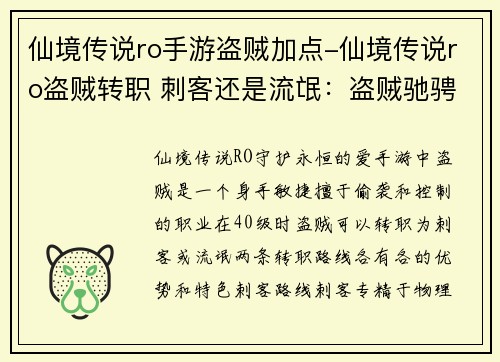 仙境传说ro手游盗贼加点-仙境传说ro盗贼转职 刺客还是流氓：盗贼驰骋仙境，千变万化点精髓
