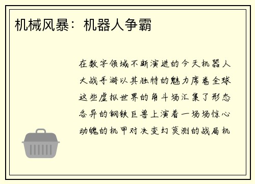 机械风暴：机器人争霸